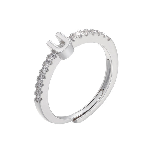 Fashion Letter Copper Plating Zircon Open Ring