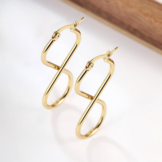 1 Pair Casual Number Plating Stainless Steel 18k Gold Plated Ear Studs