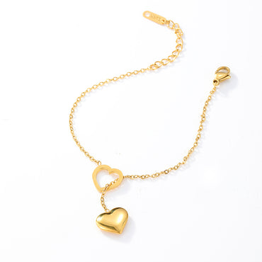 1 Piece Fashion Heart Shape Stainless Steel Plating Bracelets