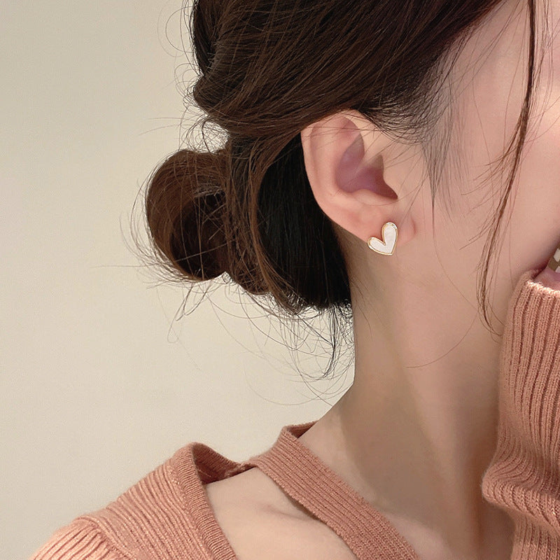 1 Pair Simple Style Heart Shape Alloy Enamel Women's Ear Studs
