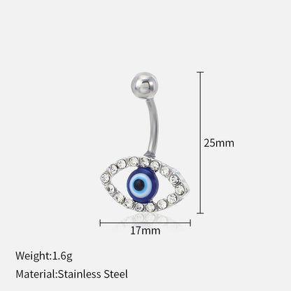 Simple Style Devil's Eye Stainless Steel Inlay Zircon Belly Ring