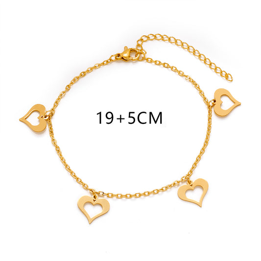 Wholesale French Style Tree Paw Print Heart Shape Titanium Steel Gold Plated Bracelets