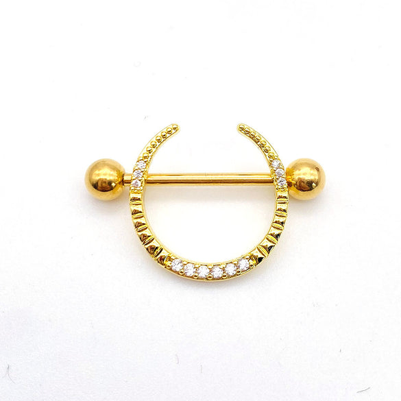 Fashion Leaf Star Wings Stainless Steel Inlaid Zircon Nipple Ring 1 Piece