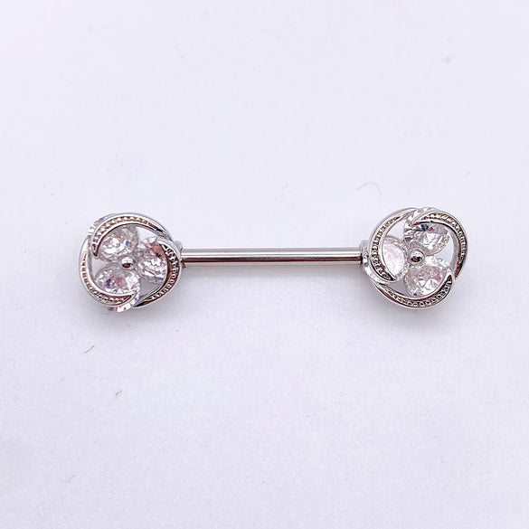 Fashion Leaf Star Wings Stainless Steel Inlaid Zircon Nipple Ring 1 Piece