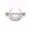 Fashion Leaf Star Wings Stainless Steel Inlaid Zircon Nipple Ring 1 Piece