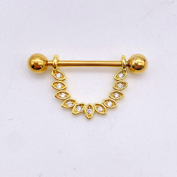 Fashion Leaf Star Wings Stainless Steel Inlaid Zircon Nipple Ring 1 Piece