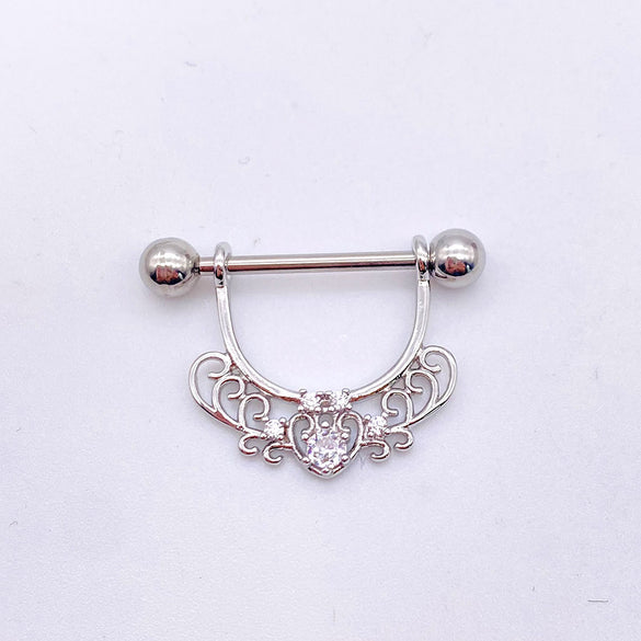 Fashion Leaf Star Wings Stainless Steel Inlaid Zircon Nipple Ring 1 Piece