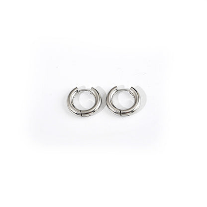 1 Pair Fashion Geometric Titanium Steel Hoop Earrings