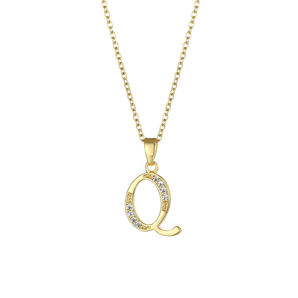 Fashion Letter Stainless Steel Titanium Steel Plating Inlay Zircon 18k Gold Plated Gold Plated Pendant Necklace