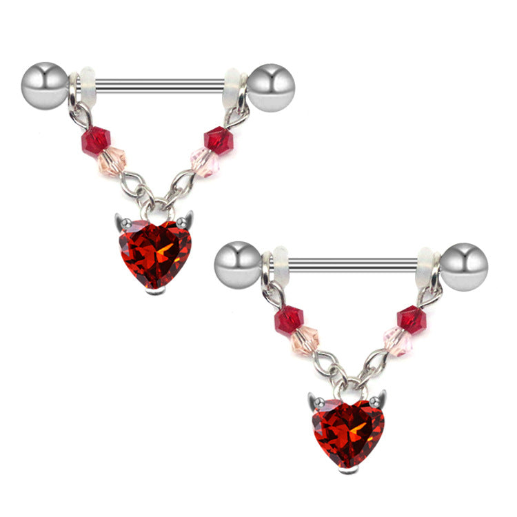 1 Piece Fashion Heart Shape Spider Stainless Steel Copper Plating Zircon Nipple Ring