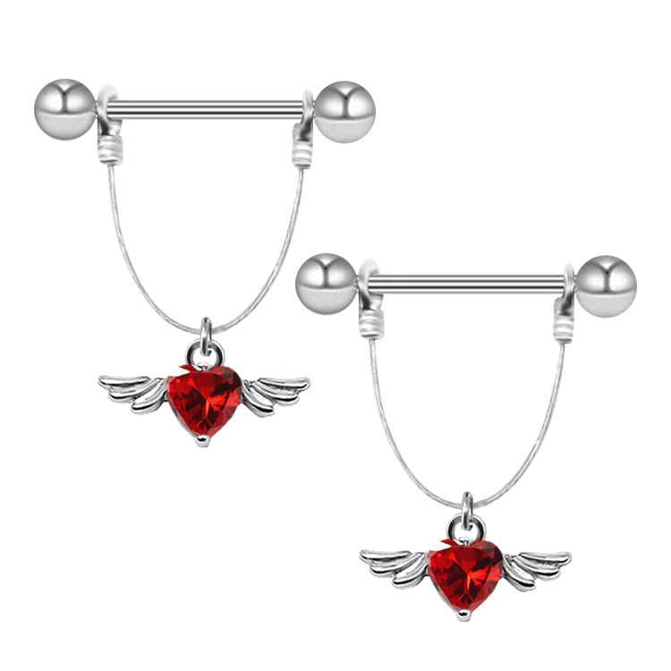 1 Piece Fashion Heart Shape Spider Stainless Steel Copper Plating Zircon Nipple Ring