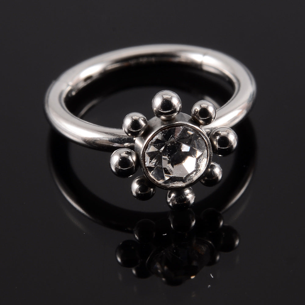 1 Piece Fashion Round Stainless Steel Diamond Nose Ring