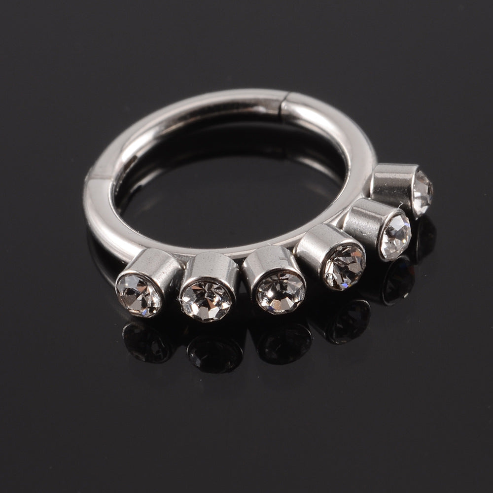 1 Piece Fashion Round Stainless Steel Diamond Nose Ring