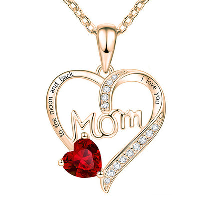 Mama Heart Shape Alloy Plating Artificial Diamond Mother's Day Women's Pendant Necklace