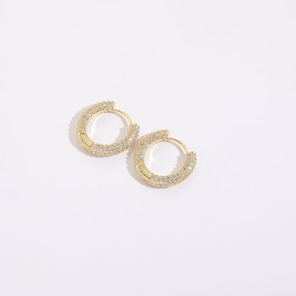 1 Pair Simple Style Round Copper Plating Inlay Zircon Hoop Earrings