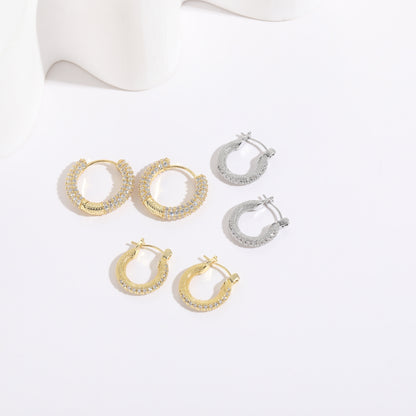 1 Pair Simple Style Round Copper Plating Inlay Zircon Hoop Earrings