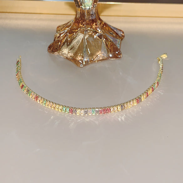 Fashion Commute Heart Shape Alloy Plating Metal Inlay Zircon 14k Gold Plated Women's Bracelets