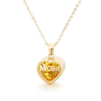 1 Piece Mama Simple Style Heart Shape Titanium Steel Inlay Birthstone Zircon Pendant Necklace