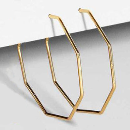 Yida Europe And America Cross Border New Creative Diamond Brass Buckle Earrings Simple Octagonal Heart Trendy Eardrops Stud Earrings Trendy Factory Direct Sales