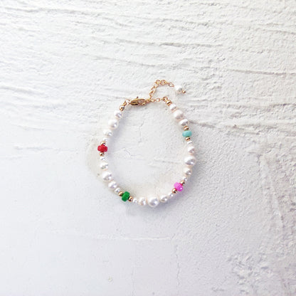 1 Piece Simple Style Flower Artificial Pearl Brass Patchwork Women's Bracelets Necklace