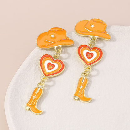 1 Pair Simple Style Heart Shape Alloy Enamel Women's Drop Earrings