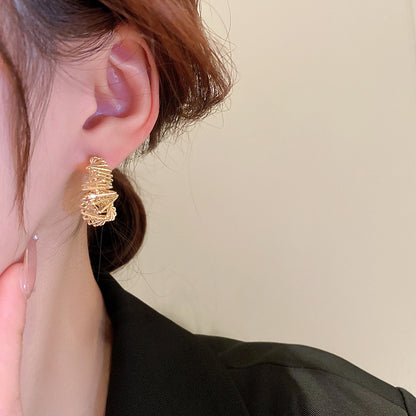 1 Pair Artistic C Shape Irregular Copper Ear Studs