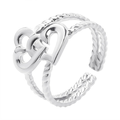 Wholesale Romantic Heart Shape Titanium Steel Open Ring