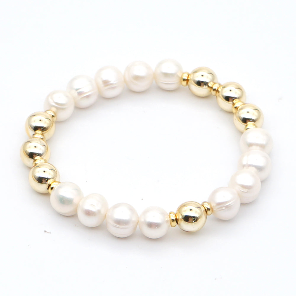Simple Style Round Freshwater Pearl Beaded Bracelets