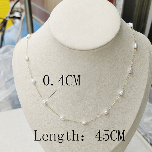 Simple Style Oval Baroque Pearls Titanium Steel Polishing Women's Necklace