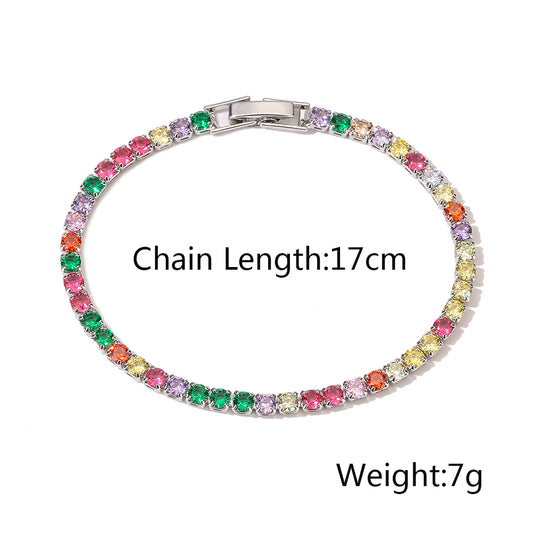 Ins Style Colorful Copper Plating Inlay Zircon 18k Gold Plated Bracelets
