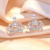 1 Pair Sweet Leaf Crown Bow Knot Imitation Pearl Copper Inlay Rhinestones Earrings