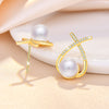 1 Pair Sweet Leaf Crown Bow Knot Imitation Pearl Copper Inlay Rhinestones Earrings