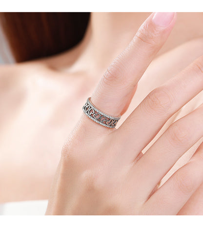 Romantic Heart Shape Sterling Silver Plating Inlay Zircon Rings