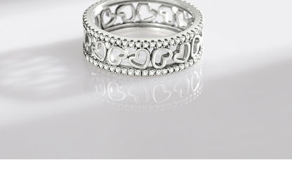 Romantic Heart Shape Sterling Silver Plating Inlay Zircon Rings