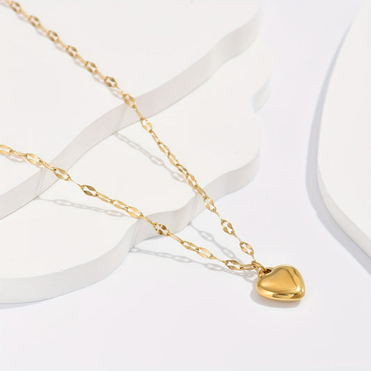 Wholesale Simple Style Heart Shape Stainless Steel 14k Gold Plated Necklace