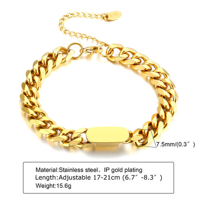 Wholesale Retro Portrait Heart Shape Lock Stainless Steel 18k Gold Plated Bracelets
