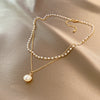 Elegant Round Alloy Beaded Plating Inlay Pearl Women's Layered Necklaces