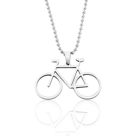 Wholesale Simple Style Sports Bicycle Stainless Steel Pendant Necklace