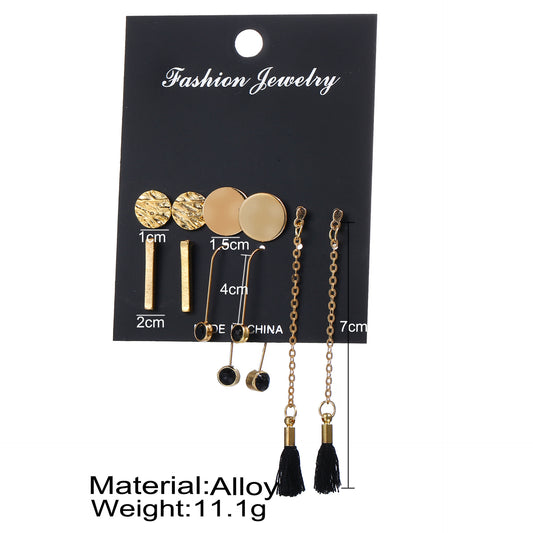 Wholesale Jewelry 1 Set Retro Round Tassel Heart Shape Alloy Earrings