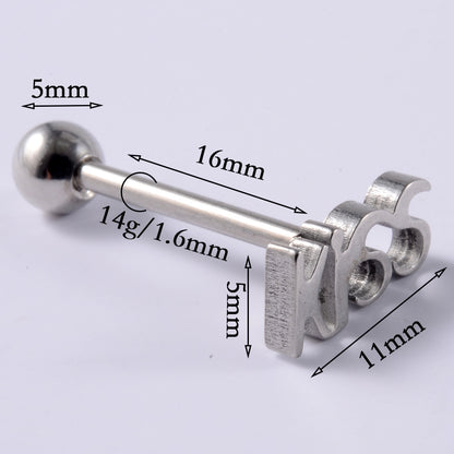 Lady Letter Stainless Steel Plating Tongue Nail