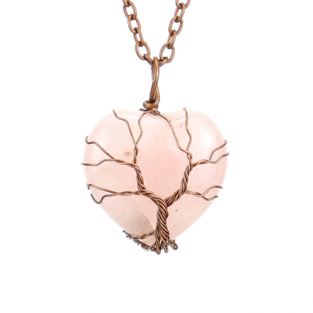 Simple Style Heart Shape Natural Stone Ferroalloy Wholesale Pendant Necklace