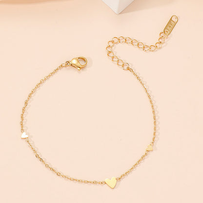 Elegant Romantic Heart Shape Titanium Steel Polishing Plating 18k Gold Plated Bracelets