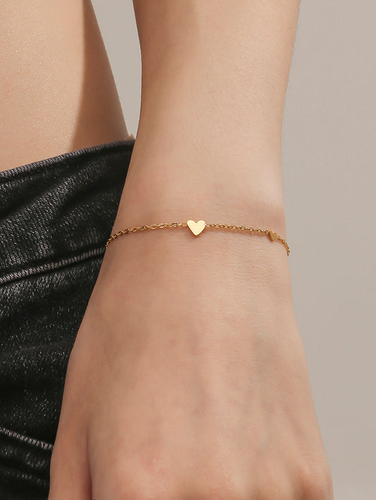 Elegant Romantic Heart Shape Titanium Steel Polishing Plating 18k Gold Plated Bracelets