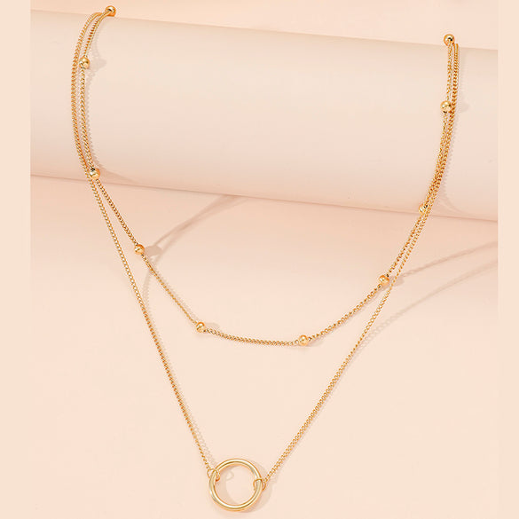 Elegant Shiny Circle Titanium Steel Polishing Plating 18k Gold Plated Necklace