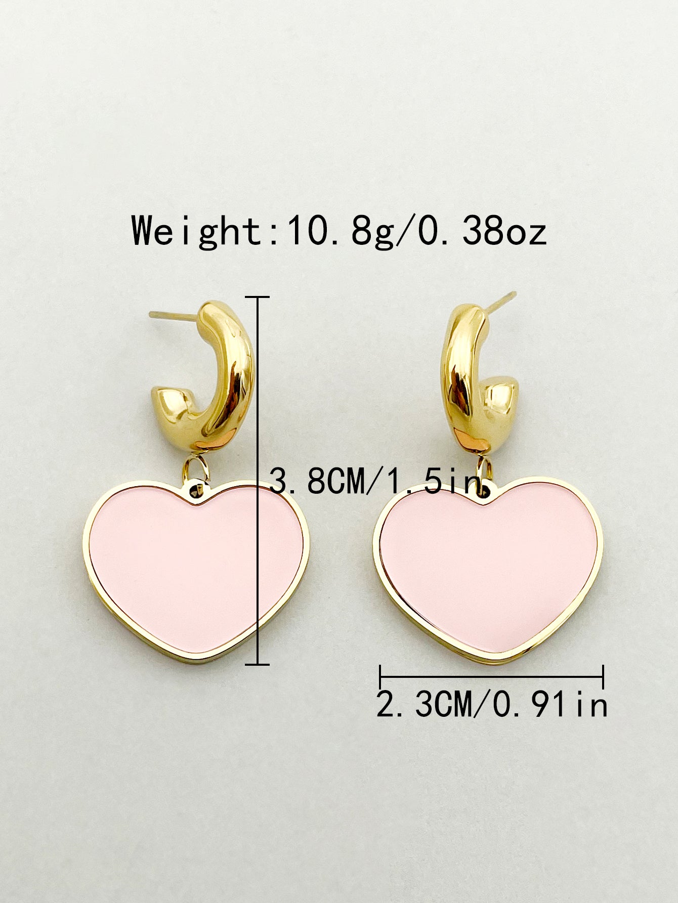 1 Pair Sweet Heart Shape Plating Stainless Steel Gold Plated Drop Earrings