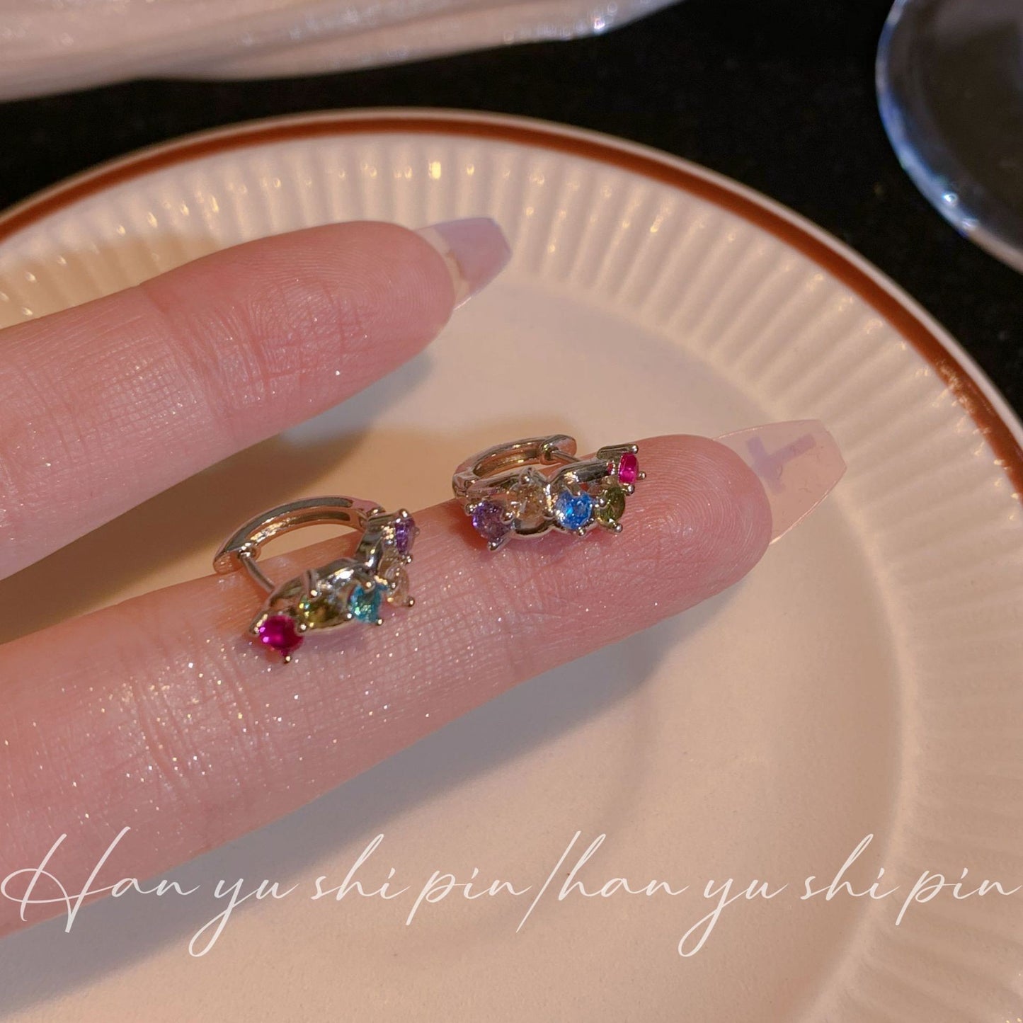 Wholesale Jewelry 1 Pair Sweet Heart Shape Butterfly Metal Rhinestones Drop Earrings Earrings