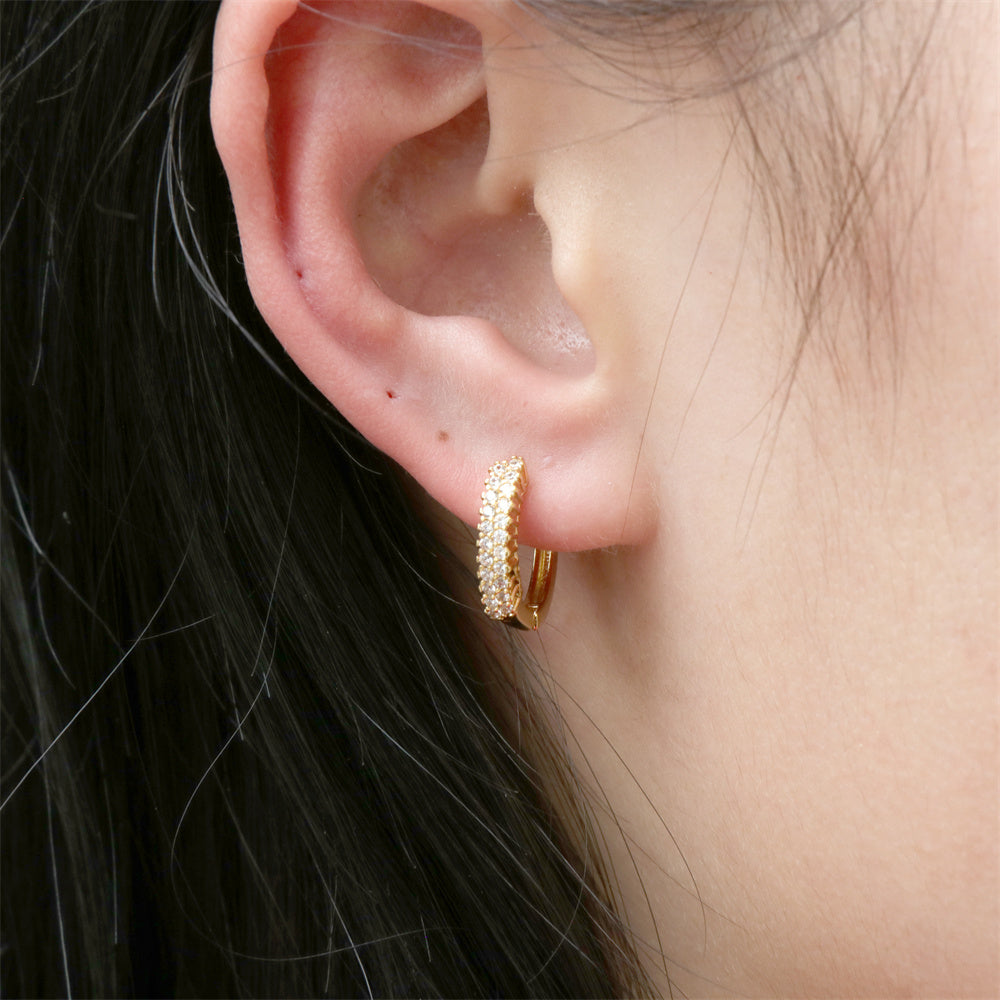 1 Pair Commute Circle Copper Plating Inlay Zircon Gold Plated Hoop Earrings