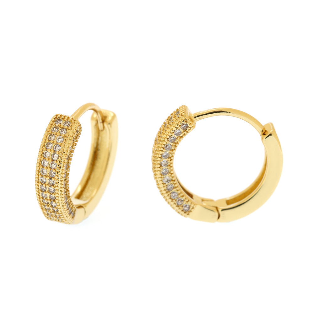 1 Pair Commute Circle Copper Plating Inlay Zircon Gold Plated Hoop Earrings