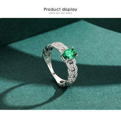 Elegant Oval Sterling Silver Plating Inlay Zircon Rhodium Plated Rings