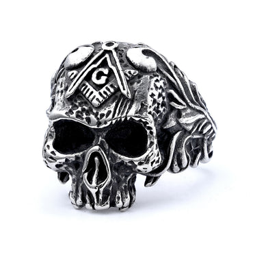 Retro Punk Rhombus Skull Titanium Steel Enamel Men's Rings